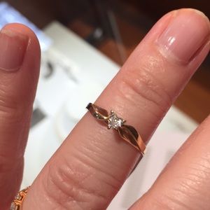 14k heart diamond promise ring